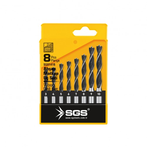 Set 8 burghie pentru lemn SGS, dimensiuni 3,4,5,6,7,8,9,10mm