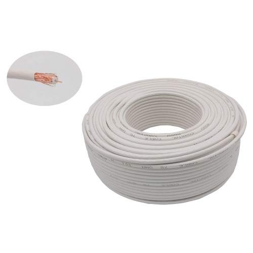 Cablu coaxial RG6U CCS 75 ohm Cabletech alb rola 100 m