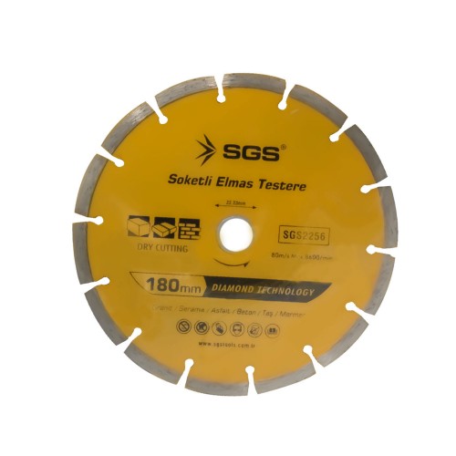 Disc diamantat segmentat pentru granit,beton, si marmura,  SGS, 180x22.23mm, 80m/s, Max 8600/min